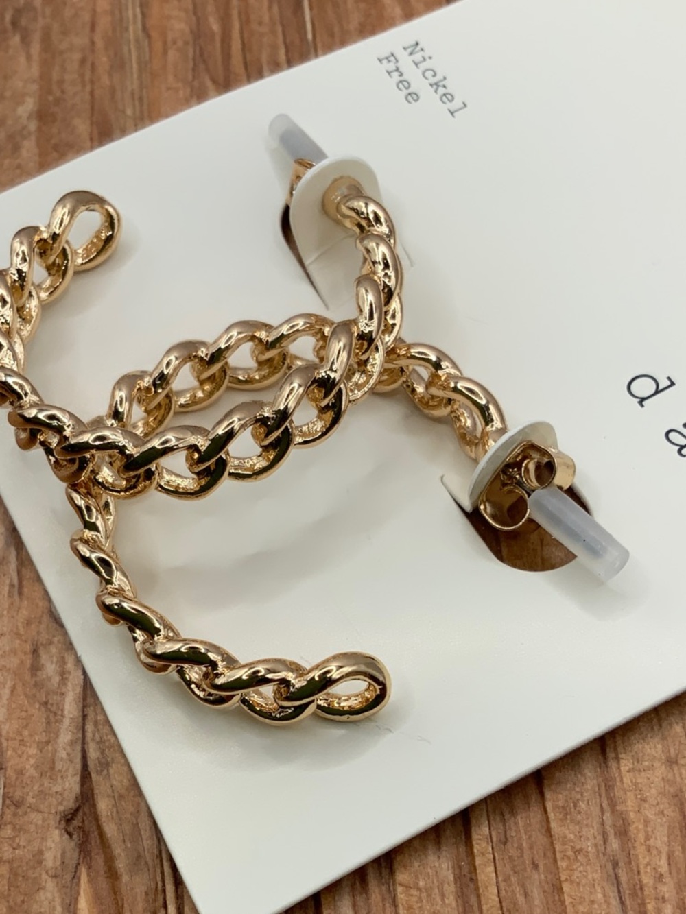 A.New Day Gold Tone Bold Chain Link Hoop Earrings